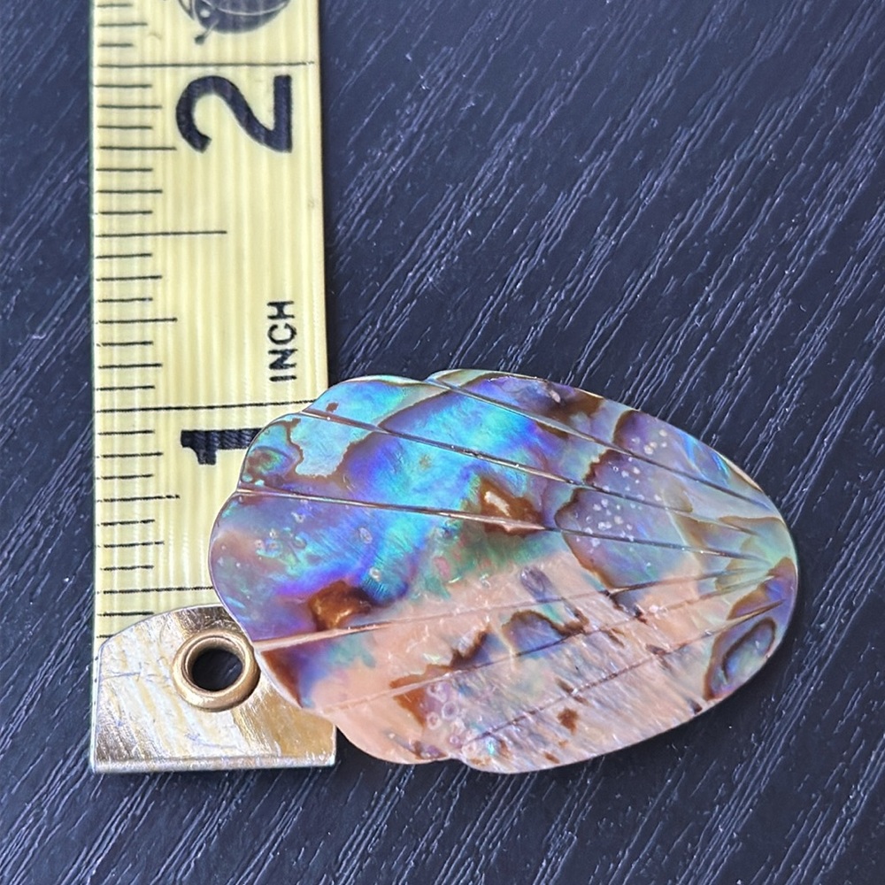 Vintage Abalone Shell Clip On Earrings - Picture 8 of 8